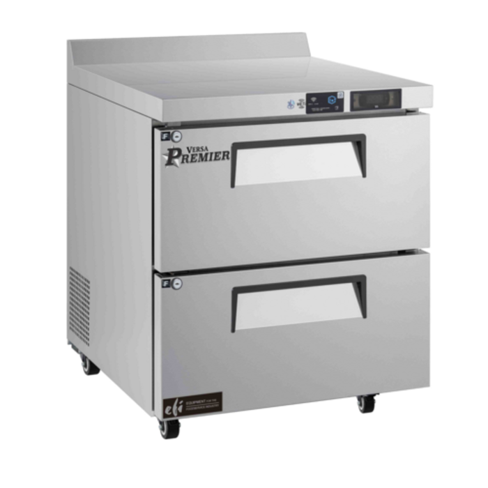 EFI Versa Premier 27 Inch Stainless Steel Two Drawer Worktop Freezer, 2-drawer commercial stainless worktop freezer with digital controls