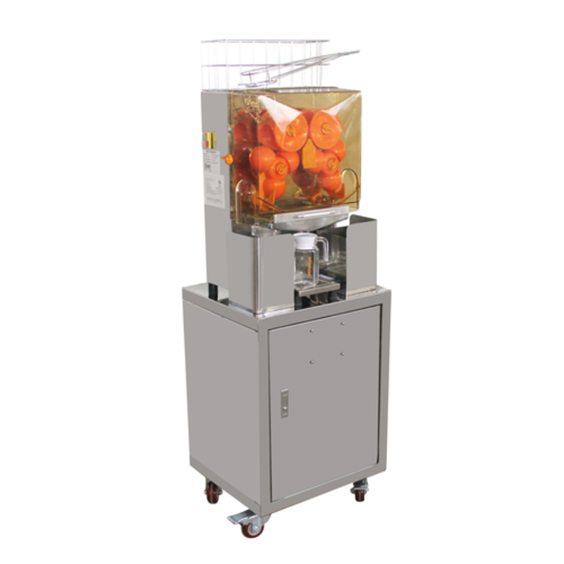 Omcan 44289 Stainless Steel Stand For Orange Juice Extractor With Fresh Oranges Ready For Juicing