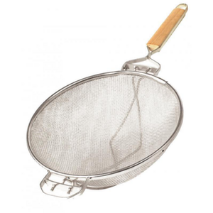 Alt Tag: Omcan 81002 Durable 8-Inch Stainless Steel Fine Mesh Strainer with Resting Hook stainless steel fine mesh strainer with handle