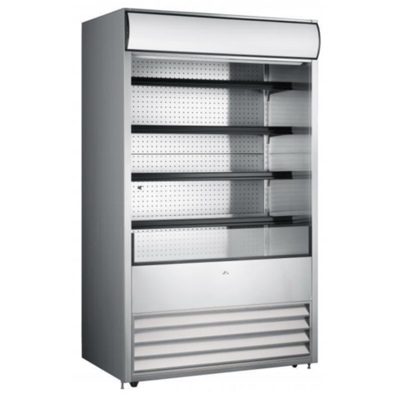 OMCAN 41469 48" Wide Open Air Grab-and-Go Refrigerated Merchandiser open air stainless refrigerated display case with shelves