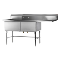 Rosko RO-SD-2424-R24 74.5" Two Compartment Sink with Drainboard