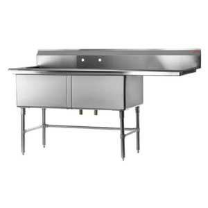 Rosko RO-SD-2424-R24 74.5" Two Compartment Sink with Drainboard