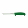 Alt Tag: Omcan 11677 6-Inch Straight Blade Green Handle Boning Knife with straight 6-inch blade and green handle on white background