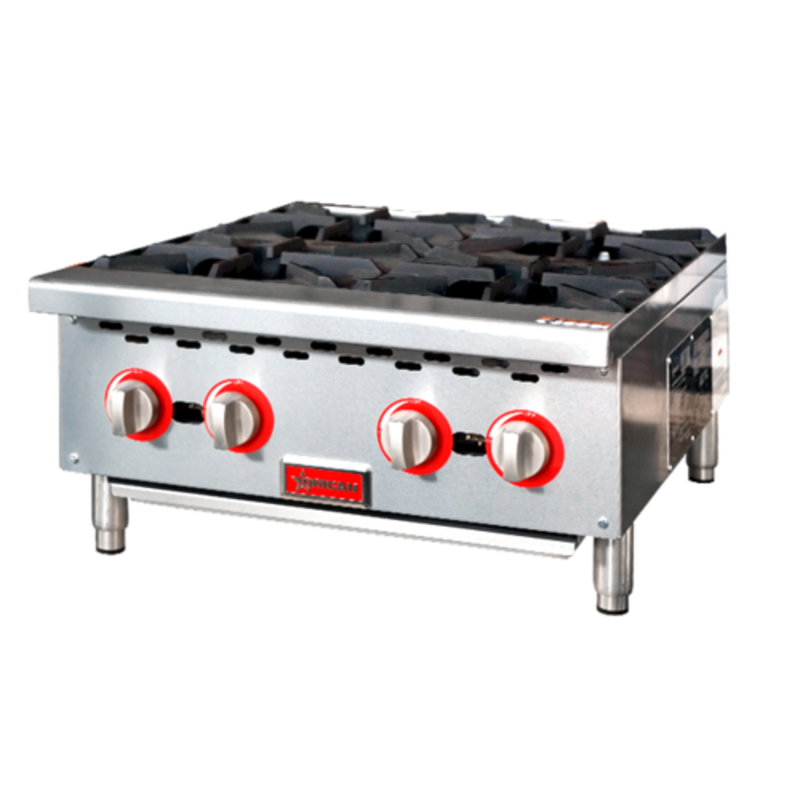 Omcan 47380 24-Inch Four Burner Countertop Gas Hotplate For High-Output Cooking Performance In Commercial Kitchens