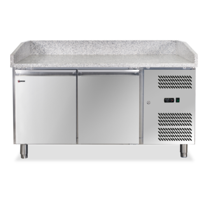 Omcan 39592 59-Inch Granite Top Refrigerated Pizza Prep Table Ideal For Pizzerias And Restaurants