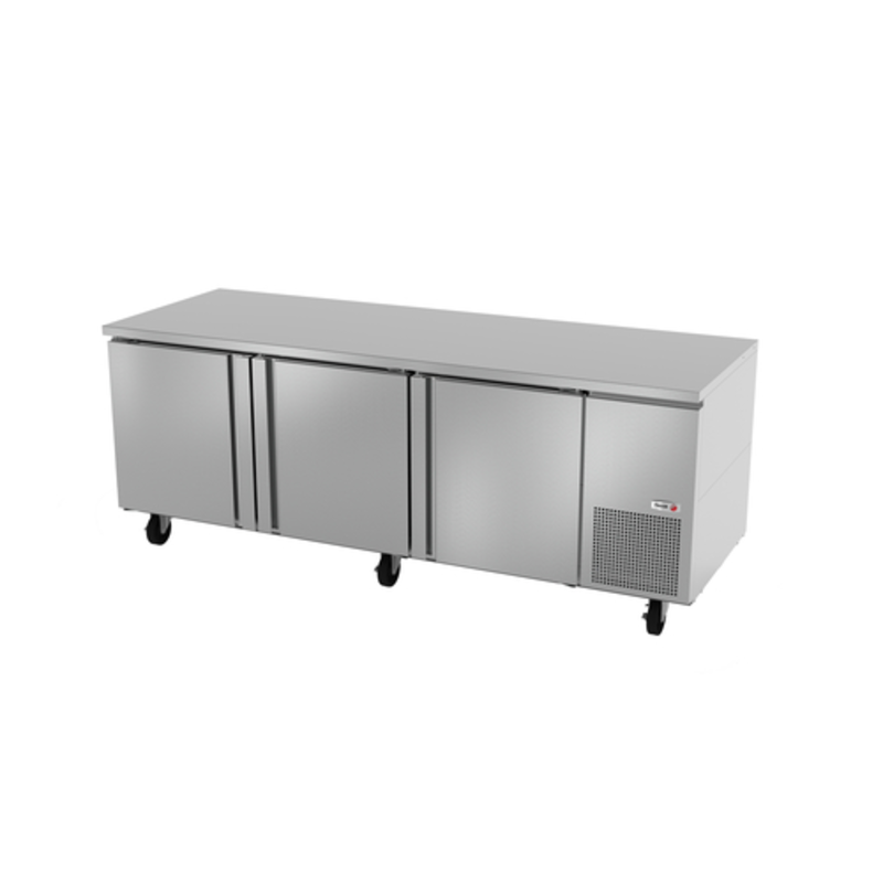 Fagor SUR-93 Undercounter Refrigerator With Three Doors And Stainless Steel Finish, Perfect For Commercial Kitchens.