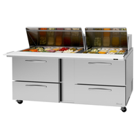 Table de préparation Turbo Air PST-72-30-D4-N Mega Top 72-5/8"L 23 pi³