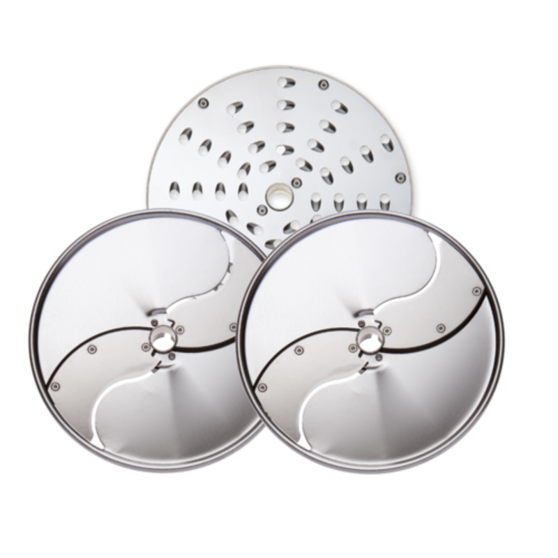 Stainless Steel Food Processor Disc Set Featuring Shredding, Grating, And Slicing Discs For Versatile Culinary Use.
