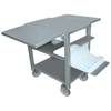 Stainless Steel Mobile Work Table With Rolling Casters And Storage Shelves For Commercial Kitchen Use