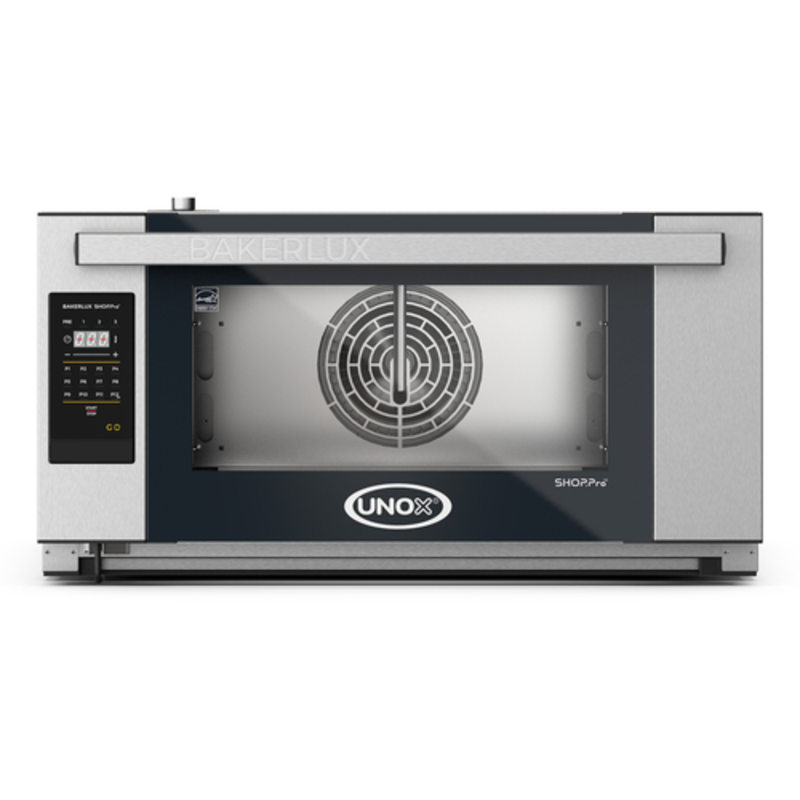 Tag alternatif : Eurodib 1.6 CUFT demi-format four électrique à convection BAKERLUX SHOP.Pro GO XAFR03HSLGDN vue frontale du four commercial en acier inoxydable