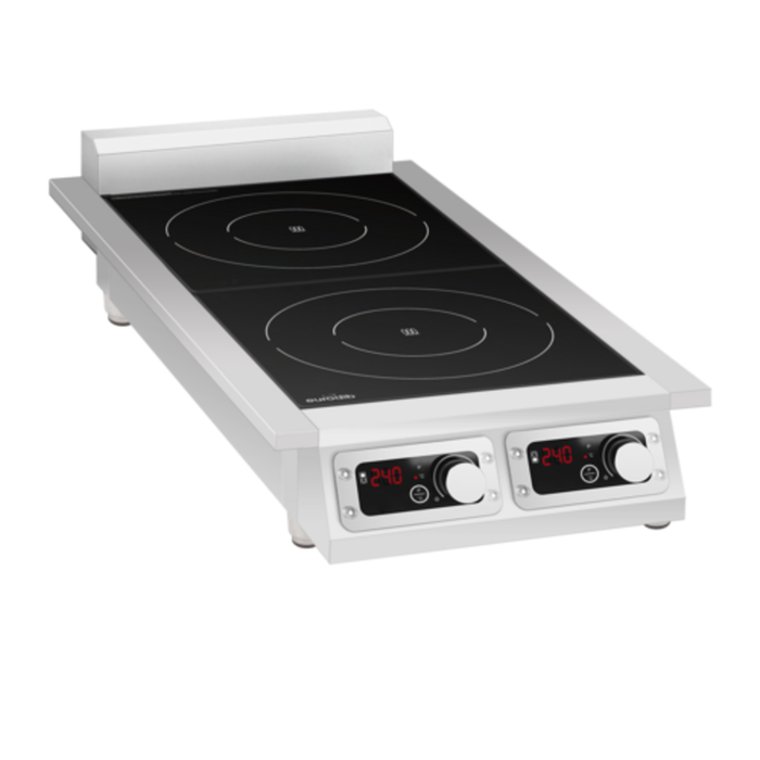 Alt Tag: Eurodib CCI2351PH 7000W Dual Burner Commercial Induction Cooktop with dual 3,500W zones, 240V, countertop commercial kitchen unit