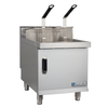Alt Tag: Eurodib CF30 30 lb. Natural Gas Countertop Full Pot Fryer stainless steel commercial fryer with dual baskets