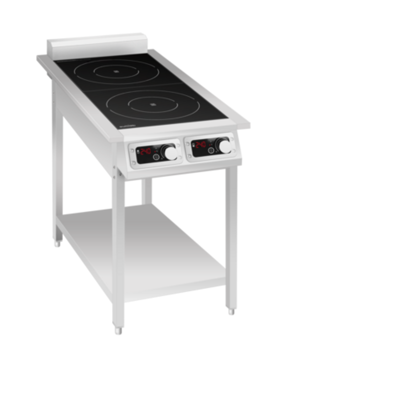 Alt Tag: Eurodib FCI2350S1PH 13.9" Commercial Electric Induction Range - 2 Zones floor model induction cooktop with dual controls