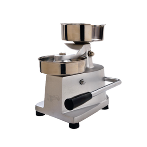 Alt Tag: Eurodib HF130 130mm (5.1") Manual Countertop Hamburger Patty Press Maker manual burger patty press machine, stainless steel countertop