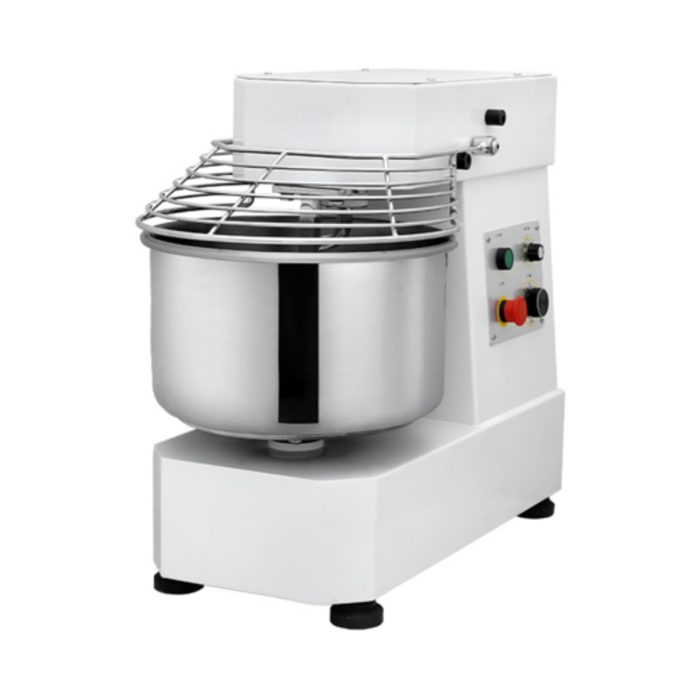 Alt Tag: Eurodib LB30T 31.7 qt. Variable Speed Spiral Dough Mixer with stainless steel bowl and safety guard for commercial bakery mixing