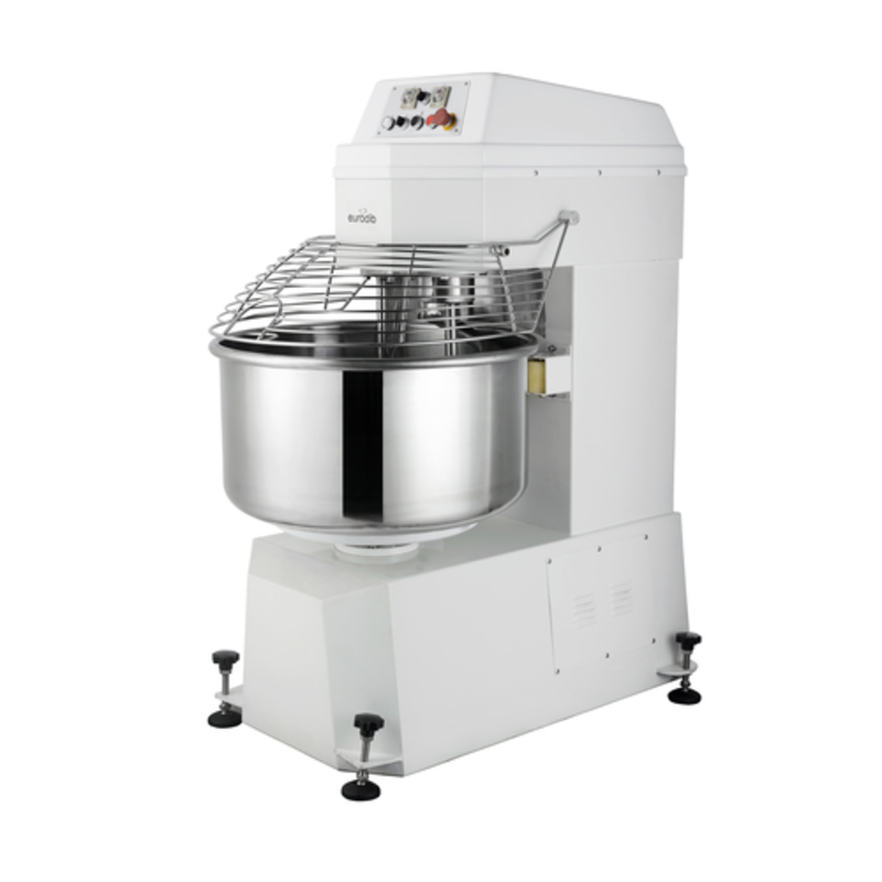 Alt Tag: Eurodib LR GM50B 137 Qt Commercial Spiral Dough Mixer Machine commercial spiral mixer with stainless steel bowl and safety guard