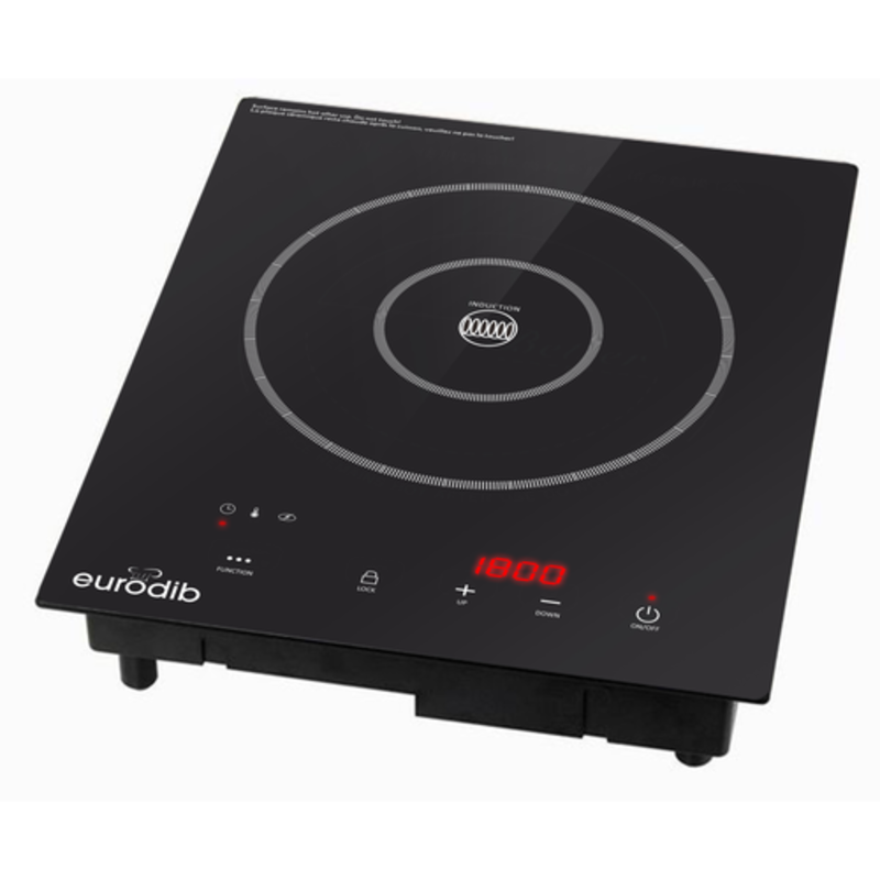 eurodib SDI1800 Single Burner Drop-In Induction Cooktop Range 1800W black glass induction cooker with digital controls