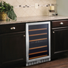 Eurodib USF54D 23.4" Dual Temperature 46 Bottle Wine Cooler built-in under-counter with stainless steel frame door in kitchen cabinetry