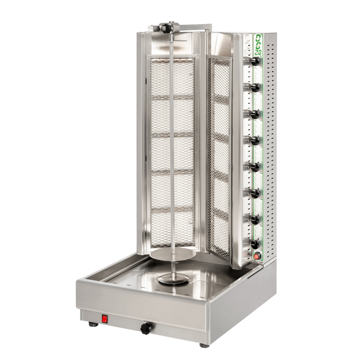 Balise alternatif : Eurodib Visvardis Capacité 308 lb Machine gyroscopique à gaz vertical à gaz avec contrôle rotatif de broil et brûleur