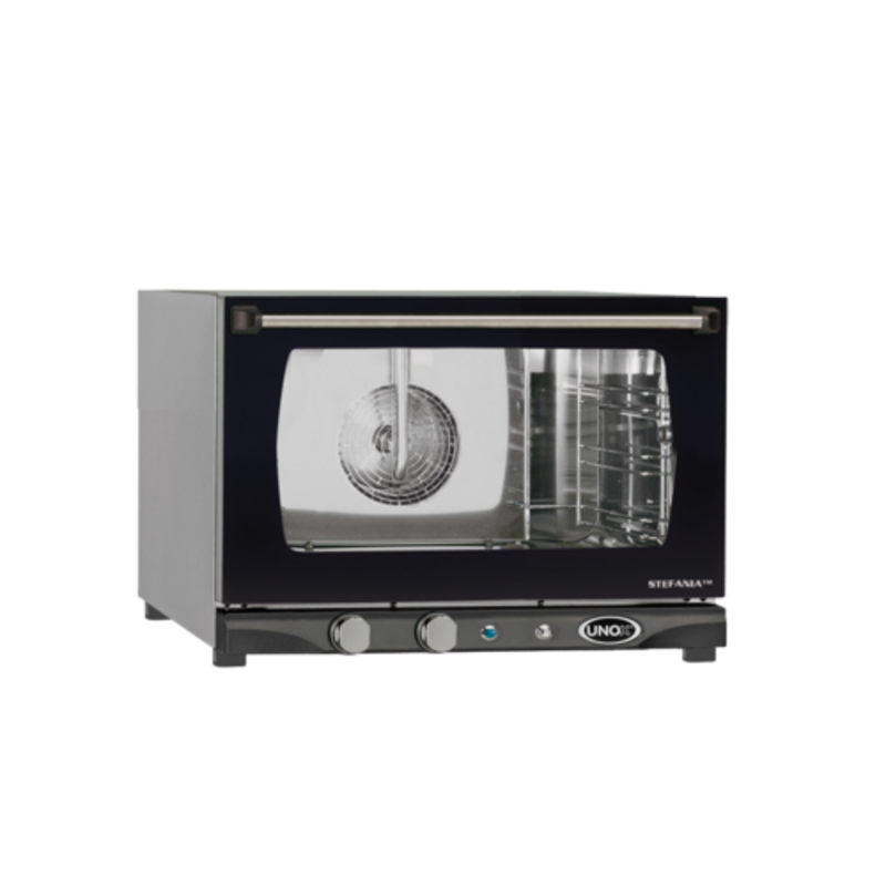 Alt Tag: Eurodib XAFT113 1.7 Cu. Ft. Half-Size Electric Convection Oven countertop stainless steel bakery oven front view