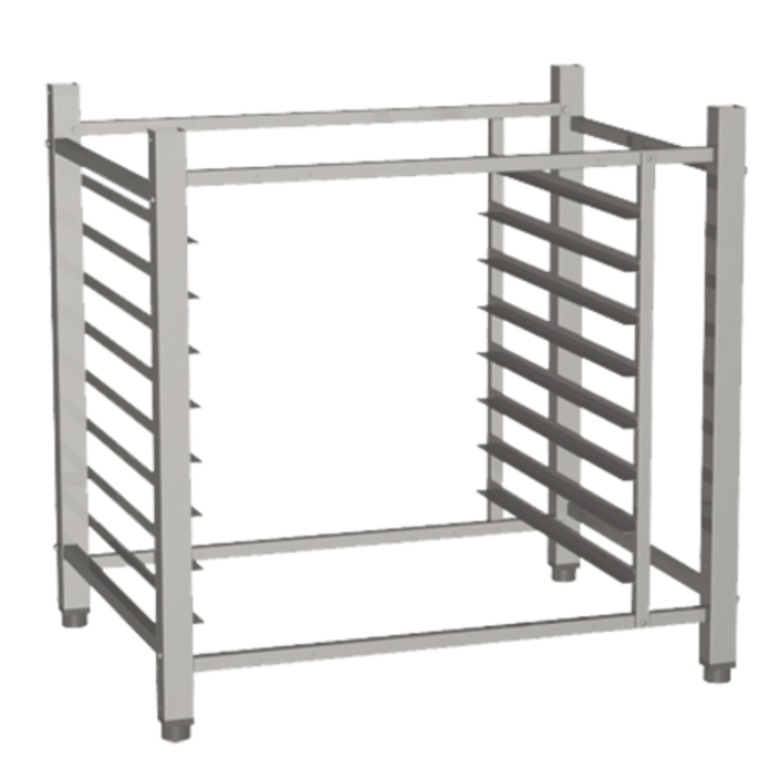 Eurodib High Open Stand for UNOX Linemiss 600 Series Ovens, stainless open rack stand with side rails for tray storage