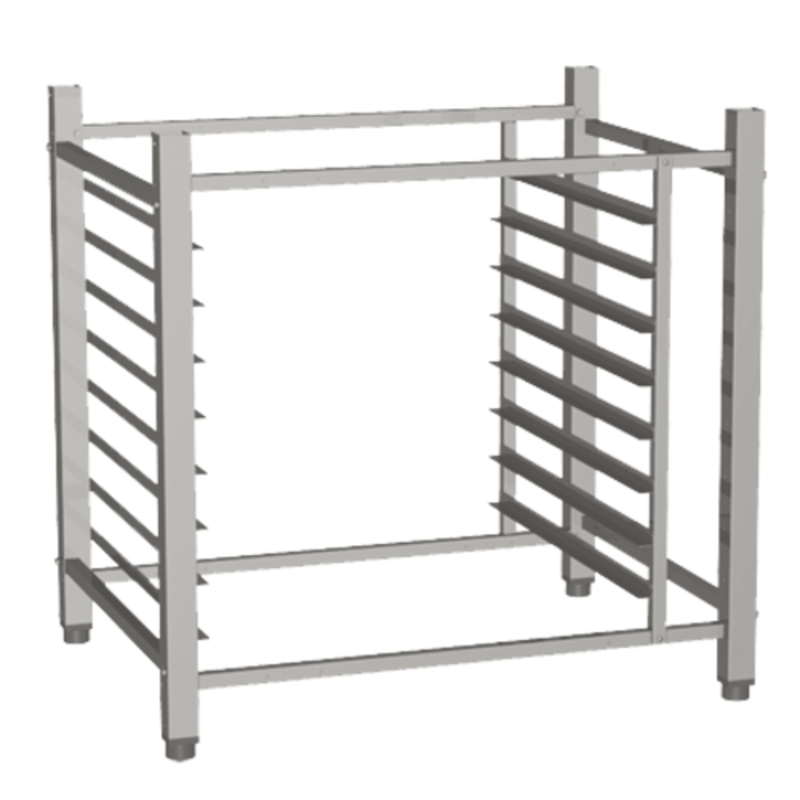 Eurodib High Open Stand for UNOX Linemiss 600 Series Ovens, stainless open rack stand with side rails for tray storage