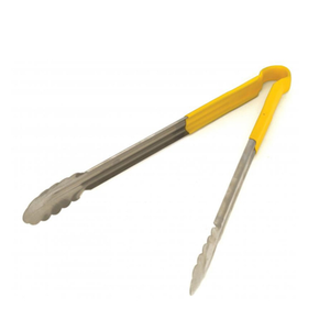 Omcan 80552 16" Yellow Coated Handle Stainless Steel Utility Tongs