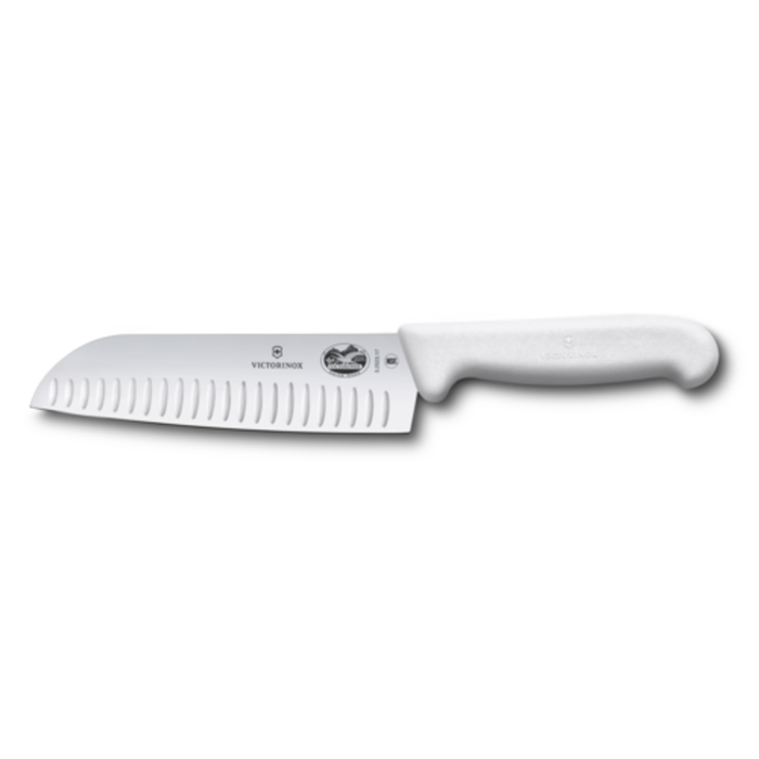 Victorinox 5.2527.17 7" Santoku Knife with Granton Edge, White Handle