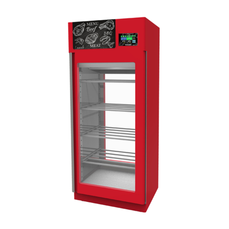 Omcan 46183 150 kg Meat Curing Aging Cabinet Red With Transparent Door And Digital Controls