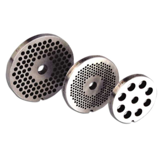 Alt Tag: OMCAN 17071 Carbon Steel #32 Grinder Plate Hubless 25mm meat grinder replacement plate, 25mm hubless coarse grind disc