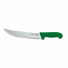 Omcan 12215 10-Inch Green Polypropylene Handle Steak Knife for Meat with curved blade and green non-slip handle