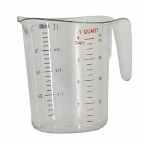 Omcan 80572 Heavy-Duty 4-Piece Aluminum Kitchen Measuring Cup Set measuring cup with clear quart and ounce markings, handle and spout