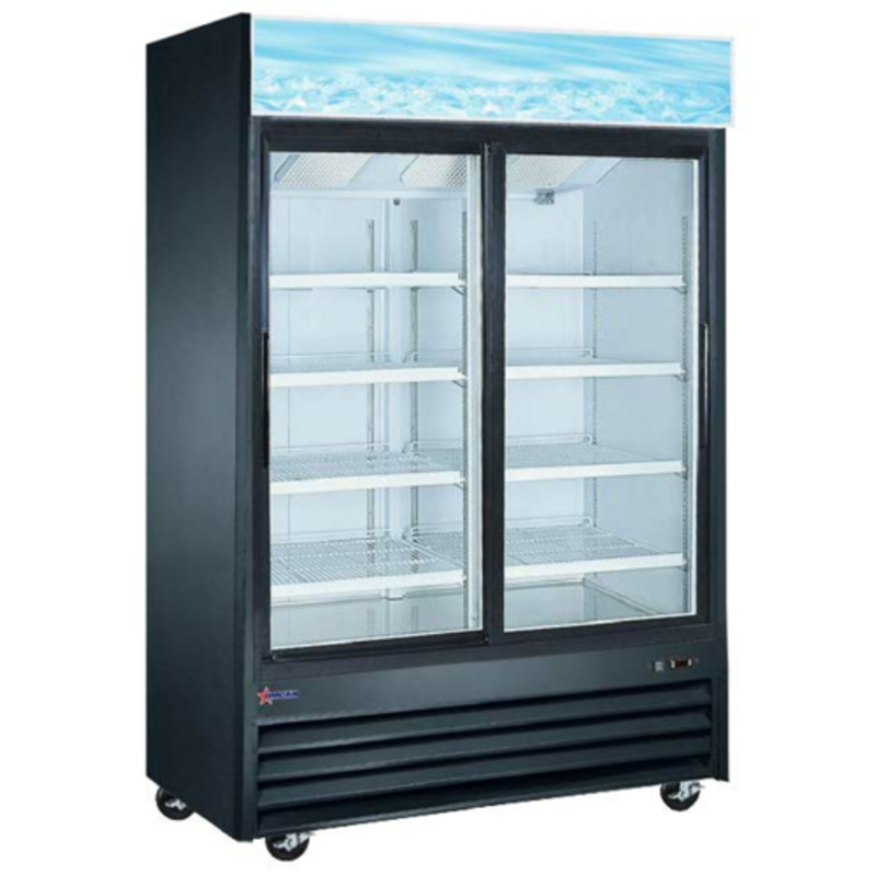 Omcan 51032 Glass Door Display Refrigerator For Merchandising Beverages And Packaged Foods