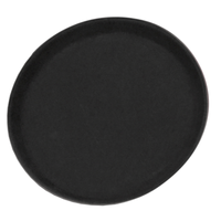 Alt Tag: Omcan 80111 27-inch x 22-inch Oval Black Non-Skid Serving Tray, black oval non-slip restaurant serving tray