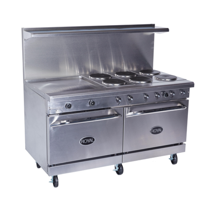 Royal RRE-10GT12-CC 72" Electric Restaurant Range with 10 Hotplates Griddle