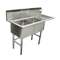 Thorinox TDS-2424-R24 74.5"L x 29.5"W Two Compartment Sink with Drainboard
