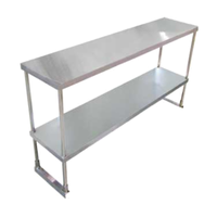Omcan 23990 Double Tier Stainless Steel Overshelf 72"L x 14"W