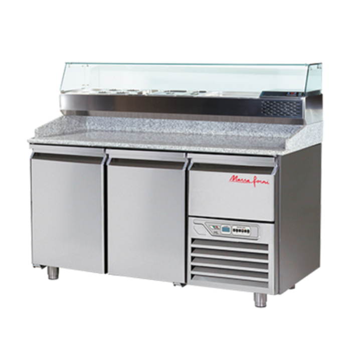 Marra Forni GPZ166A 12.0 cu. ft. Two-Section Refrigerated Pizza Prep Table