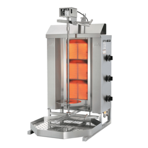 Alt Tag: Potis 49160 Natural Gas Vertical Broiler Machine 88.2 lbs Capacity vertical broiler doner kebab gyro rotisserie with radiant burners