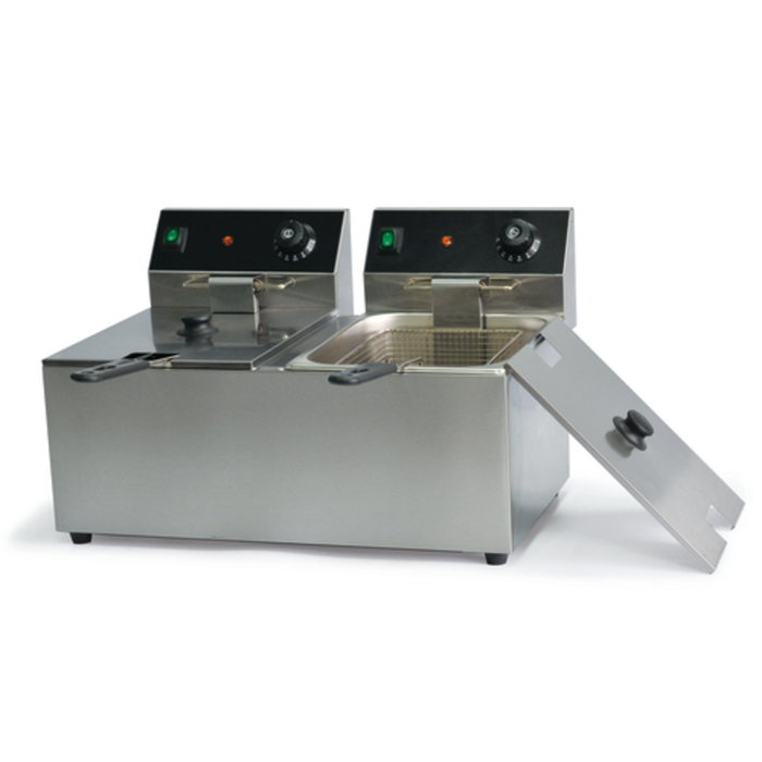 Global Solutions GS1612 32 lb Countertop Electric Split-Pot Fryer