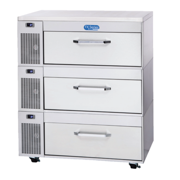 Randell FX-3SS-290 43.25" FX Series Three Drawer Work Table Refrigerator