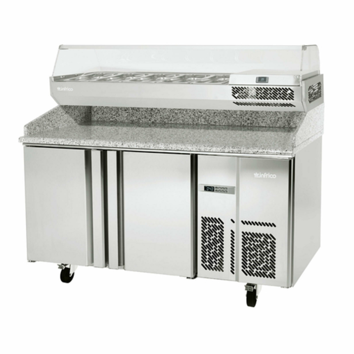 Infrico IRT-MPG1490-COMBO 59" Two-Section Refrigerated Granite Pizza Prep Table