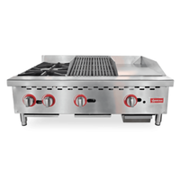 Omcan 48086 36" Gas Countertop Hot Plate Charbroiler Griddle Combo