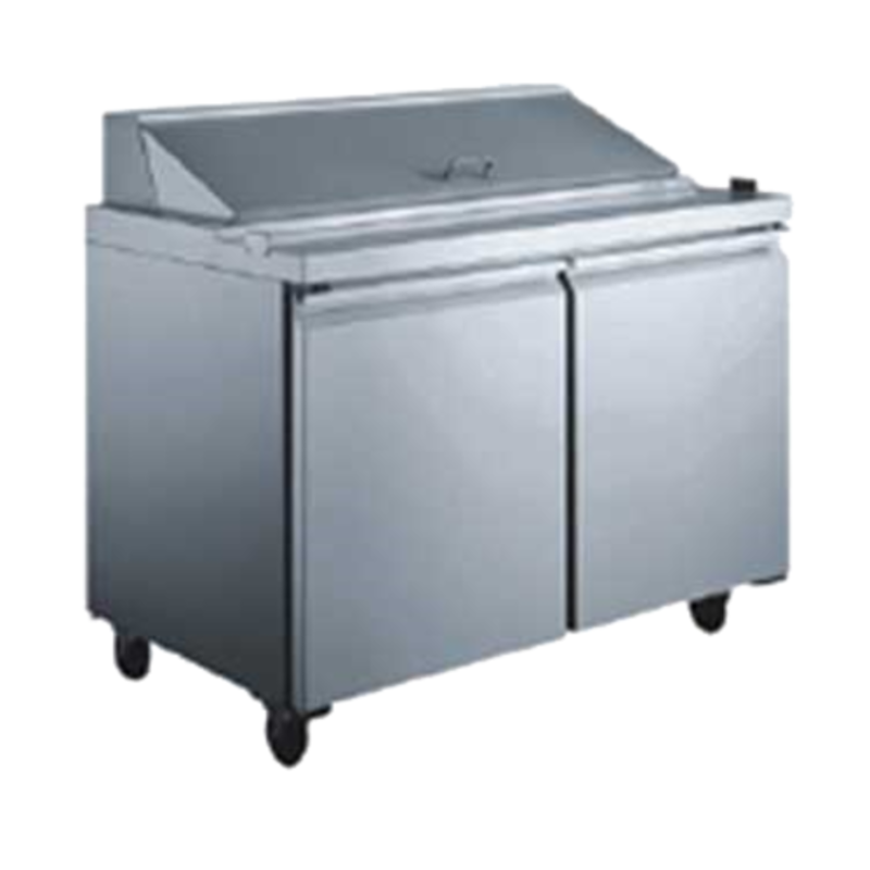 Omcan 50046 Refrigerated Sandwich Prep Table with Spacious Work Area and Double Doors