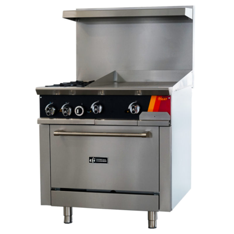 EFI HRG36-24GM-2B-N 36 Inch Natural Gas Restaurant Range With Griddle For Commercial Use
