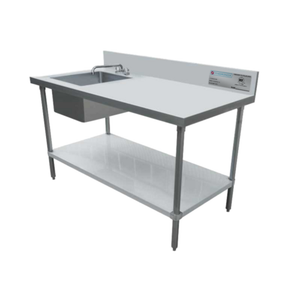 Thorinox TWTS-2460-LS 60" x 24" Stainless Steel Work Table with Left Sink