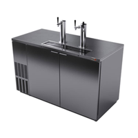 Alt Tag: Fagor FDD-59S-N-HC 59-1/2" Stainless Steel Two-Door Direct Draw Cooler with dual draft tower taps, front-breathing design
