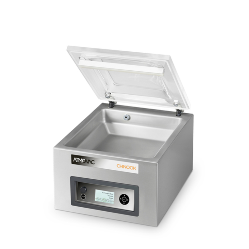 Atmovac Chinook14+ Countertop Vacuum Packaging Machine With Open Lid For Easy Access.