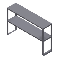 Winholt SSTMDS-1236 36"W x 12"D Stainless Steel Double Table-Mounted Overshelf