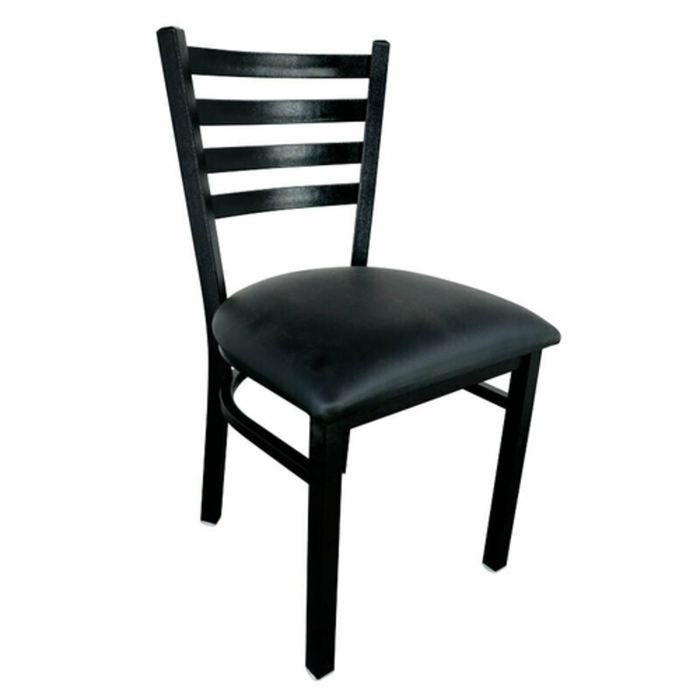 Omcan 47594+76554 Indoor Metal Ladder Back Side Chair Black